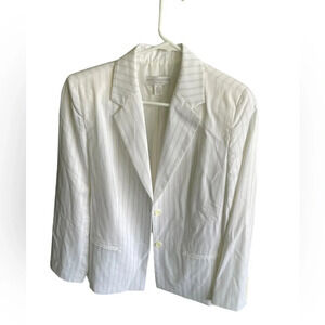 PETITE SOPHISTICATE STRETCH White Stripes Two Front Buttons Closure Size 12